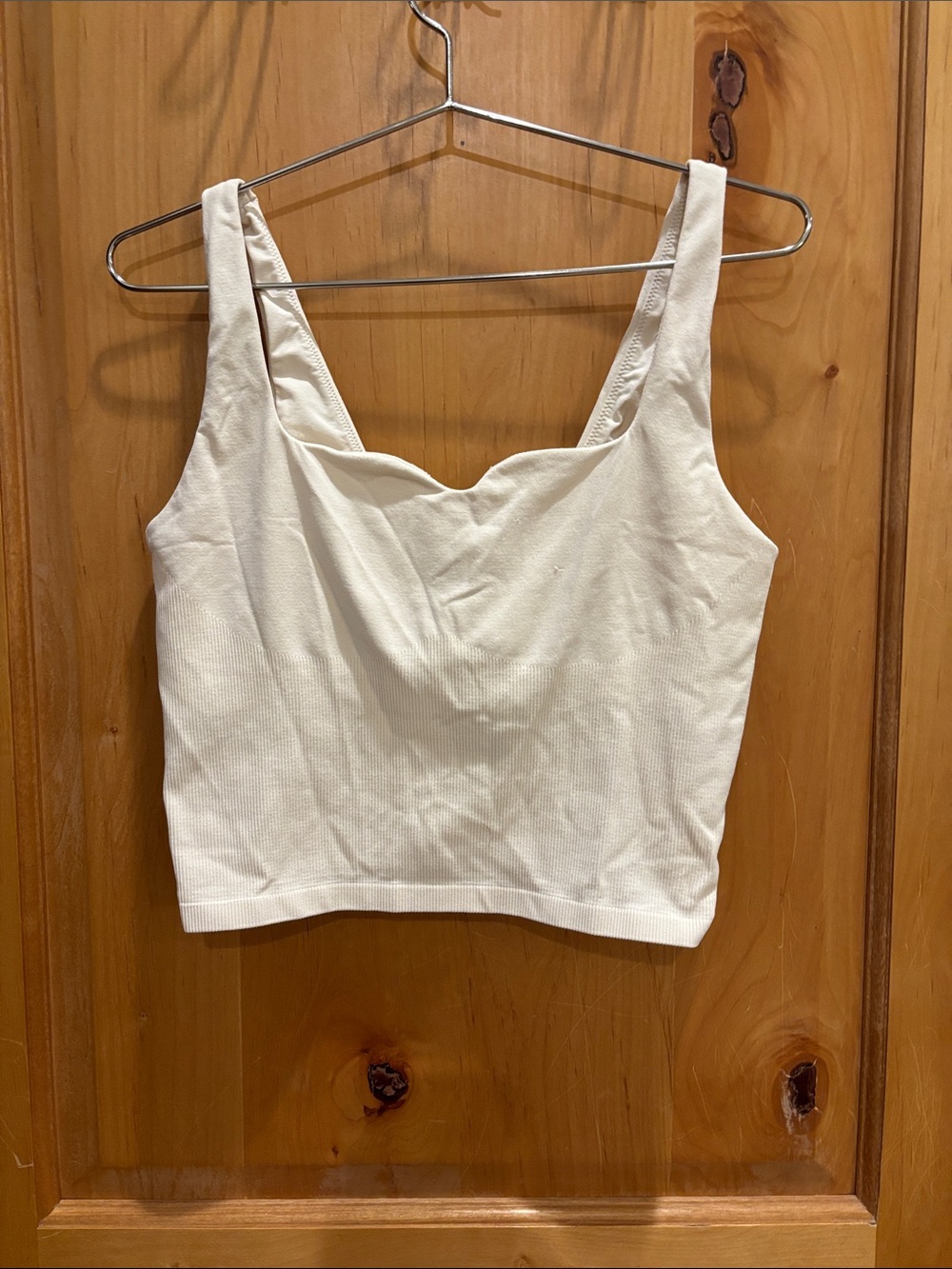 PINK Victoria's Secret Ribbed Scoop Cropped Tank - Cream